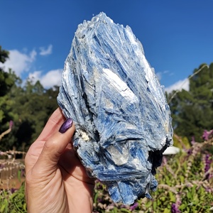 Natural Stone Mineral Specimen Crystal Cluster Healing Raw Stone Blue Kyanite Specimen for Home Decoration