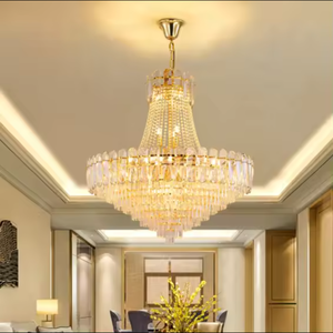 Precio de fábrica Iluminación interior Ámbar Gris Sala de estar Moderna Islámica Colgar Luz K9 Araña de cristal - Product Image 1