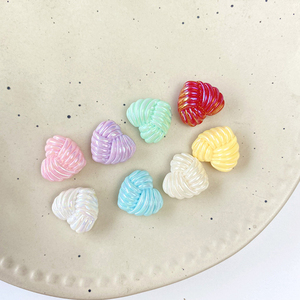 Tissage en forme de coeur acrylique perles irrégulières bricolage téléphone portable chaîne sac suspendus accessoires matériaux trou droit perles en vrac - Product Image 2