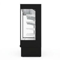 Réfrigérateur ouvert multi-étagères noir moderne avec éclairage LED, refroidisseur d'air commercial, contrôle numérique de la température, dégivrage automatique, pour supermarché