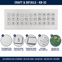 KB-33 Custom IP65 Tahan Air Keyboard Industri Stainless Steel 33 Tombol Panel Mount USB/PS2/RS232 untuk Instrumentasi