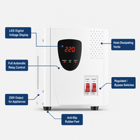 Regulator Tegangan Otomatis Fase Tunggal 5000W 220V 140-265V AVR untuk AC, Kulkas, Komputer