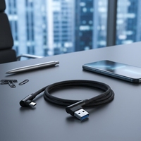 Kabel Pengisian Daya USB Bentuk L 1M 2M 3M Berbahan Nilon Tahan Lama dengan Sudut Ganda 90 Derajat untuk IOS, Pengisian Cepat 3A, Transfer Data, Garansi 12 Bulan