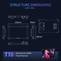 FEELWORLD T10 Moniteur de caméra de terrain DSLR professionnel 10.1 "écran tactile aluminium OEM usine directe avec kit d'alimentation NP-F