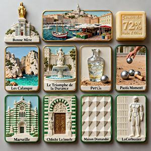 <span class=keywords><strong>Marseille</strong></span> Thème 3D Art Déco Réfrigérateur Aimants Résine Artisanat Décoration Maison Souvenir Les Calanques Vieux Port <span class=keywords><strong>Pastis</strong></span> Pétanque - Product Image 2
