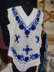 2024 Cheap Beachwear Cover <b>White</b> High Quality Women's 100% Polyester Breathable One-Shoulder V-Neck Print Embroidery WL - Product Image 4