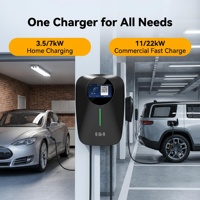 Cargador de Pared para Vehículos Eléctricos de 7kW, 11kW, 22kW, Ajustable, con Tipo 1/Tipo 2, Pistola Simple/Doble, 4G+Bluetooth, IP55/IP65, ABS V0, CE