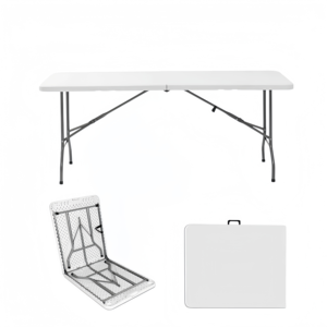 Table pliante rectangulaire en plastique HDPE de 180 cm, pliage central, portable, pour événements, pique-niques et utilisation en extérieur (vente en gros) - Product Image 3