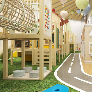 Structure de jeu en bois massif en forme de maison dans les arbres pour centre commercial et café-restaurant pour enfants - Product Image 3