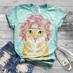 new curly sunflower print casual top women's T-shirt