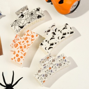 Pinzas para el cabello de Halloween, 8,5 CM, Cuadrado sólido, <span class=keywords><strong>PS</strong></span>, divertido fantasma, calabaza, mueca, accesorios para el cabello para mujer, hecho de calor de plástico duradero - Product Image 1