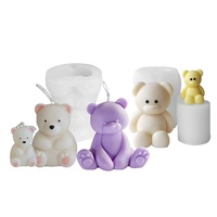 Nouveau design Moule en silicone écologique en forme d'ours pour savon et bougie, pour gâteau, aromathérapie, corps d'animal, cadeau fait main DIY 3D