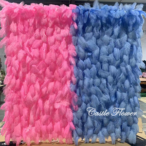 L-R167 Rideau enroulable mural floral 3D personnalisé <span class=keywords><strong>de</strong></span> haute qualité avec plumes et fleurs en soie pour décorations <span class=keywords><strong>de</strong></span> mariages et événements festifs - Product Image 6