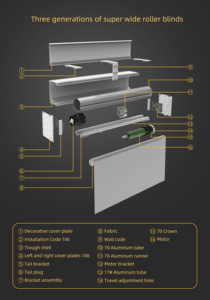 ستائر دوارة كبيرة الحجم 50 متر مخصصة مع محرك كهربائي للتحكم عن بعد، معتمة 100٪ ومقاومة للماء - Product Image 6