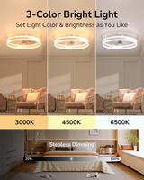 Lampe de ventilateur de plafond LED moderne de 19.7 pouces 3 couleurs avec télécommande à intensité variable 3 vitesses pour les locataires de salon de chambre à coucher