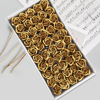 Großhandel künstliche Silber Gold Rose Seife Blumen kopf Geschenk box für Hochzeit Valentinstag Weihnachts dekoration