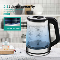 Bouilloire électrique en verre à thé avec fonction maintien au chaud, chauffe-eau électrique à LED 2,3 L, best-seller