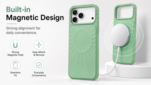 Coque de téléphone magnétique antichoc à texture ondulée couleur bonbon effet peau mate pour iPhone 17 18 Pro Max, avec dos givré - Product Image 5