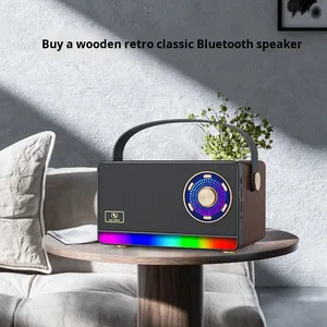 Retro Bluetooth Loa, di động ngoài trời, xách tay karaoke Micro không dây với đèn màu, hệ thống âm thanh cho nhà KTV - Product Image 3