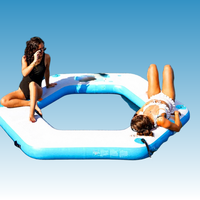 Plateforme flottante gonflable hexagonale de 10 pieds pour SUP, natation, ponton de pêche et île flottante