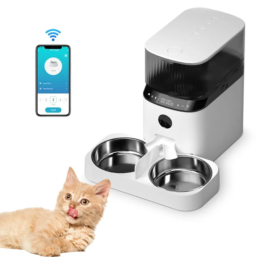 Alimentador inteligente para animais de estimação, com microchip e controle remoto, com câmera de 5L e temporizador automático, com Wi-Fi, para celular e gato