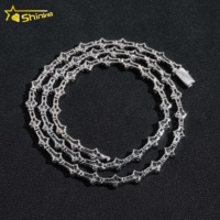 Nouveautés Haute Qualité Mode Glacé Croix 3MM Fleur 925 Collier En Argent Moissanite Chaîne De Tennis