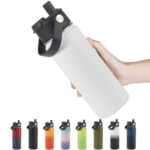 Botella de vacío de acero inoxidable de 18 oz con doble y triple pared, aislamiento al vacío, tapa con pajita abatible 2 en 1, sin condensación y a prueba de fugas para alimentos. - Product Image 5