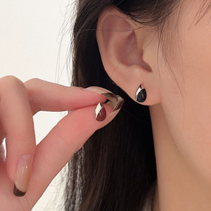 S925 Sterling Silver Teardrop Stud <b>Earrings</b> Red <b>Black</b> Everyday Wear Fine <b>Dangle</b> <b>Earrings</b> - Product Image 1