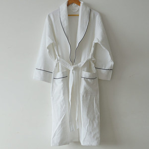 Custom Embroidered Logo 5 Star Hotel White 100% Cotton <strong>Waffle</strong> <strong>Women</strong> And Men Bath <strong>Robe</strong> Wholesale Bathrobe - Product Image 2