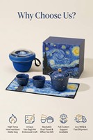 Kit de voyage tout-en-un pour café, pour les voyageurs d'affaires, avec pot en porcelaine, tasses, boîte hermétique, plateau gain de place, sac de transport