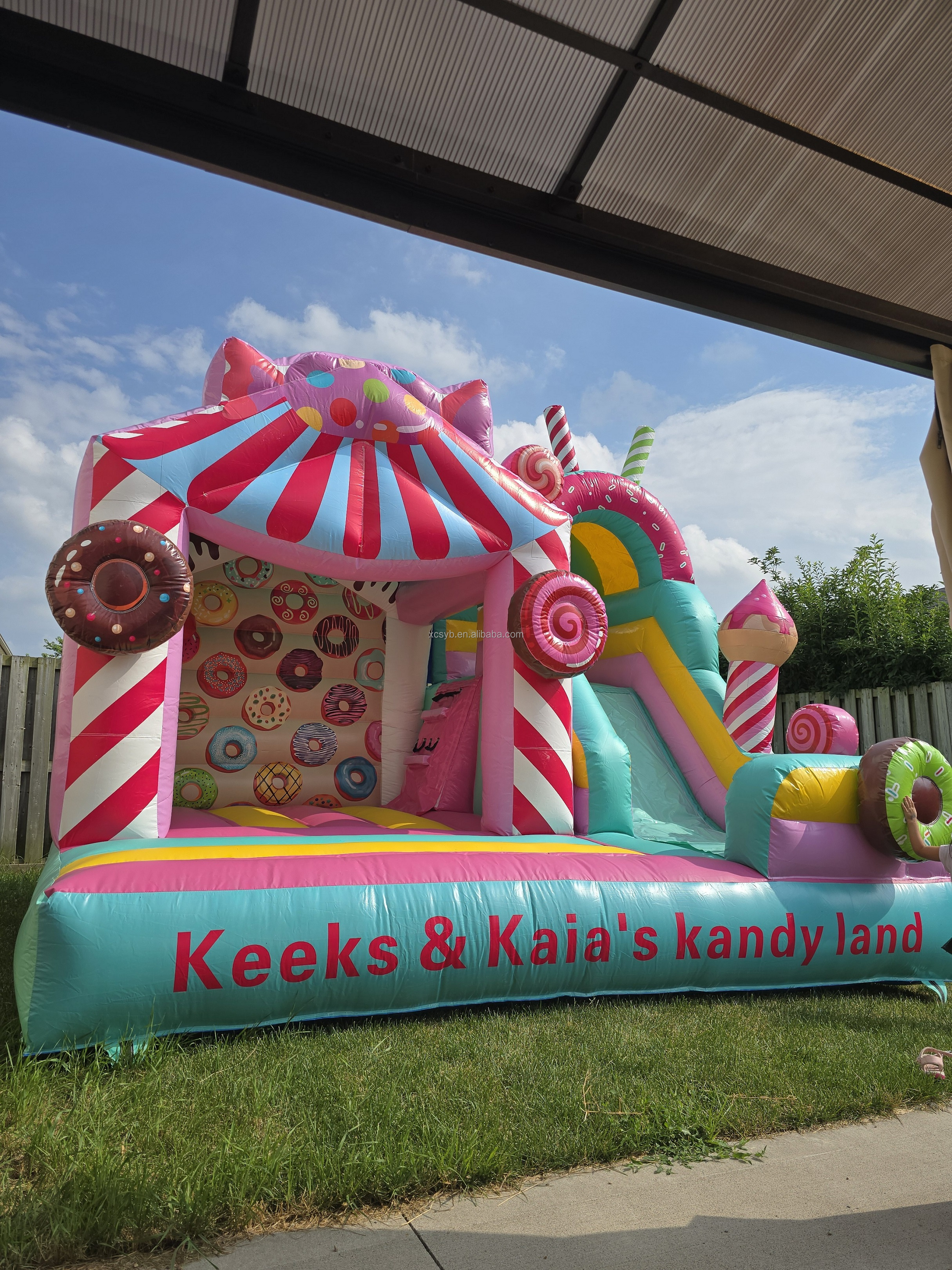 Château gonflable rose 3,5*4,2 m 0,55 mmPVC