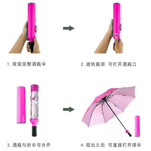 Deco Umbrella Wine Bottle Shape <b>Folding</b> Aluminum Alloy Manual Craft Umbrella Promotional Activities Silk <b>Screen</b> Printing - Product Image 3
