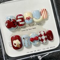10 pièces court rond fait à la main presse sur les ongles couverture complète oeil de chat faux ongles acrylique bâton sur les ongles mode ongles artificiels