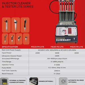 Limpiador de <span class=keywords><strong>Inyectores</strong></span> Piezoeléctrico P8 Lite para Motocicletas GDI de 8 Cilindros, Máquina de Limpieza Ultrasónica de <span class=keywords><strong>Inyectores</strong></span> de Combustible - Product Image 2
