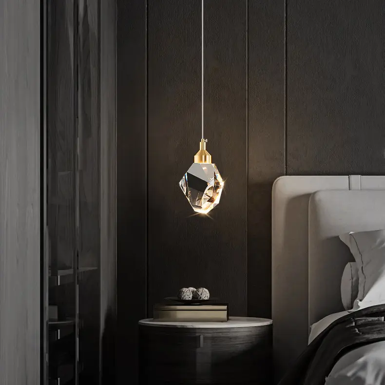 Lampada di cristallo illuminazione a sospensione per soggiorno camera da letto lampada a sospensione soffitti bassi lampadario in ottone moderno