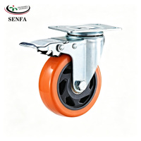 Roue pivotante à 360 degrés pour chariot d'équipement, 3 pouces, usage moyen, en PVC orange, silencieuse, avec frein – Vente chaude en gros
