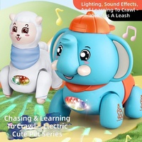 Jouet lumineux et musical, à tirer, pour l'apprentissage de la tête levée, chasse électrique, entraînement à la marche à quatre pattes, animal mignon (Alpaca - Boîte couleur)