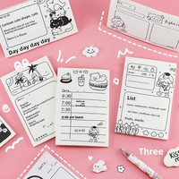 Bloc-notes mignon à motifs de dessins animés, design simple, non collant, noir et blanc, pour étudiants, origine Chine