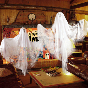 Décoration suspendue fantôme d'Halloween blanche, accessoire de décoration d'horreur pour maison hantée, bar, fête, ambiance de fête - Product Image 4