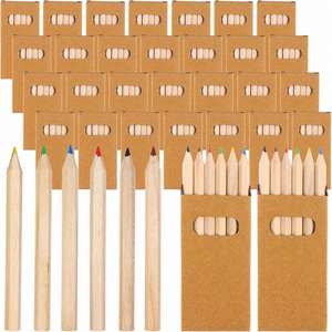 Ensemble de crayons de couleur miniatures promotionnels de 3,5 pouces, logo personnalisé, crayons de couleur en bois avec boîte en papier kraft - Product Image 4