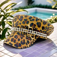 Gorra Newsboy con Estampado de Leopardo y Tachuelas, Estilo Y2K, para Fiestas y Conciertos, para Chicas, Venta al Por Mayor