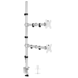 Extra Tall Vertically Stacked Dual Monitor Desk <strong>Mount</strong> <strong>Stand</strong> Fully Adjustable Extended Arms Monitor Bracket - Product Image 6