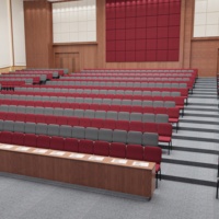 Silla de Conferencia Apilable de Acero Moderno de Alta Calidad con Cojín Suave de Tela para Iglesia, Auditorio, Hotel, Teatro