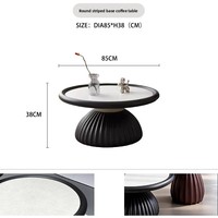 Italienischer Minimalistischer Moderner Stein-Couchtisch Runde Gestreifte Basis Luxuriöse Villa Wohnzimmermöbel
