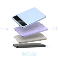 Batterie externe magnétique ultra-mince 5000 mAh OEM en gros, charge rapide PD20W, coque métallique, affichage LED, Type C, portable