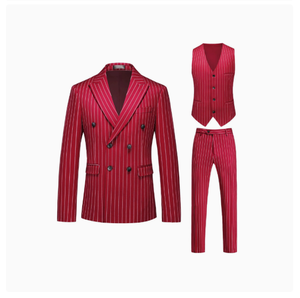 Costume sur mesure <span class=keywords><strong>grande</strong></span> <span class=keywords><strong>taille</strong></span> pour homme, à double boutonnage et rayures, idéal pour les mariages formels et les occasions professionnelles - Product Image 5