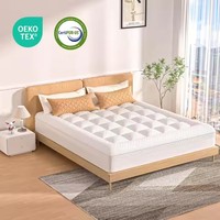 Surmatelas hybride en mousse à mémoire de forme double couche extra épais, ferme et souple, avec tissu tricoté pour soulager les maux de dos