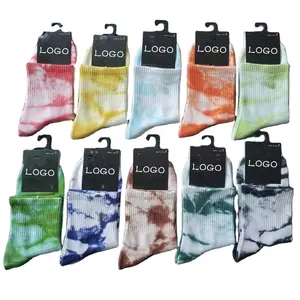 2021 hot sales sock tie-dye Customized men women summer Tie Dye Skate Hippy custom socks Wholesale tye die socks unisex