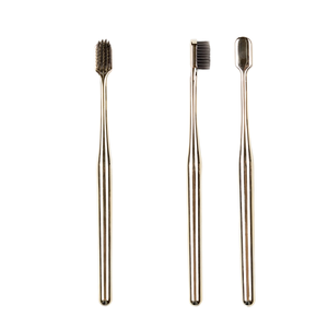Nouvelle <span class=keywords><strong>brosse</strong></span> <span class=keywords><strong>à</strong></span> dents <span class=keywords><strong>à</strong></span> poils souples avec placage or champagne pour un nettoyage interdentaire en profondeur - Product Image 1