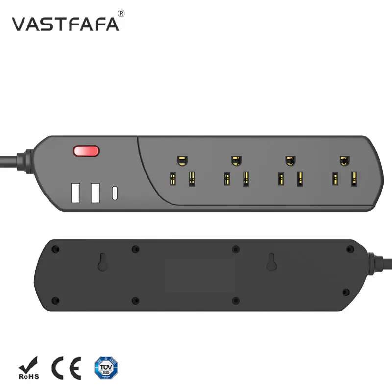 Vastfafa Multi Plug Elektrische Voeding Beveiliging Verlengstekker